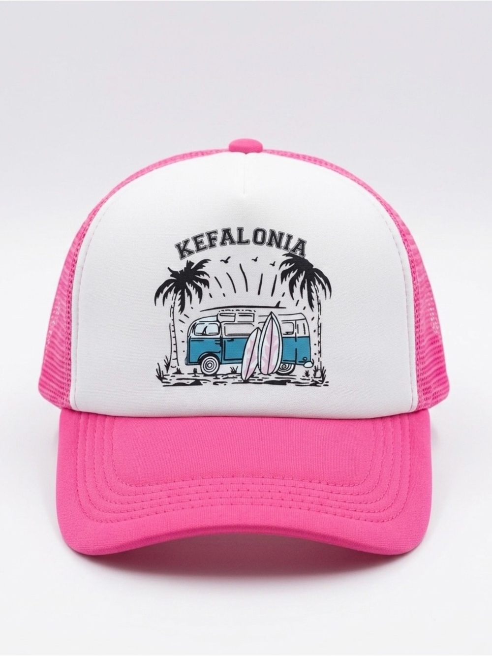 Unbranded NWT Kefalonia Souvenir Pink Trucker Hat, Size Adjustable / One Size